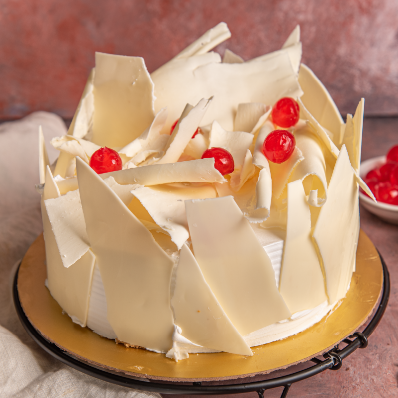 White Forest Cake (Eggless)
