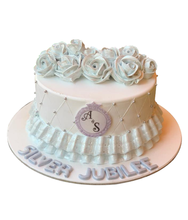 White Theme Anniversary Cake