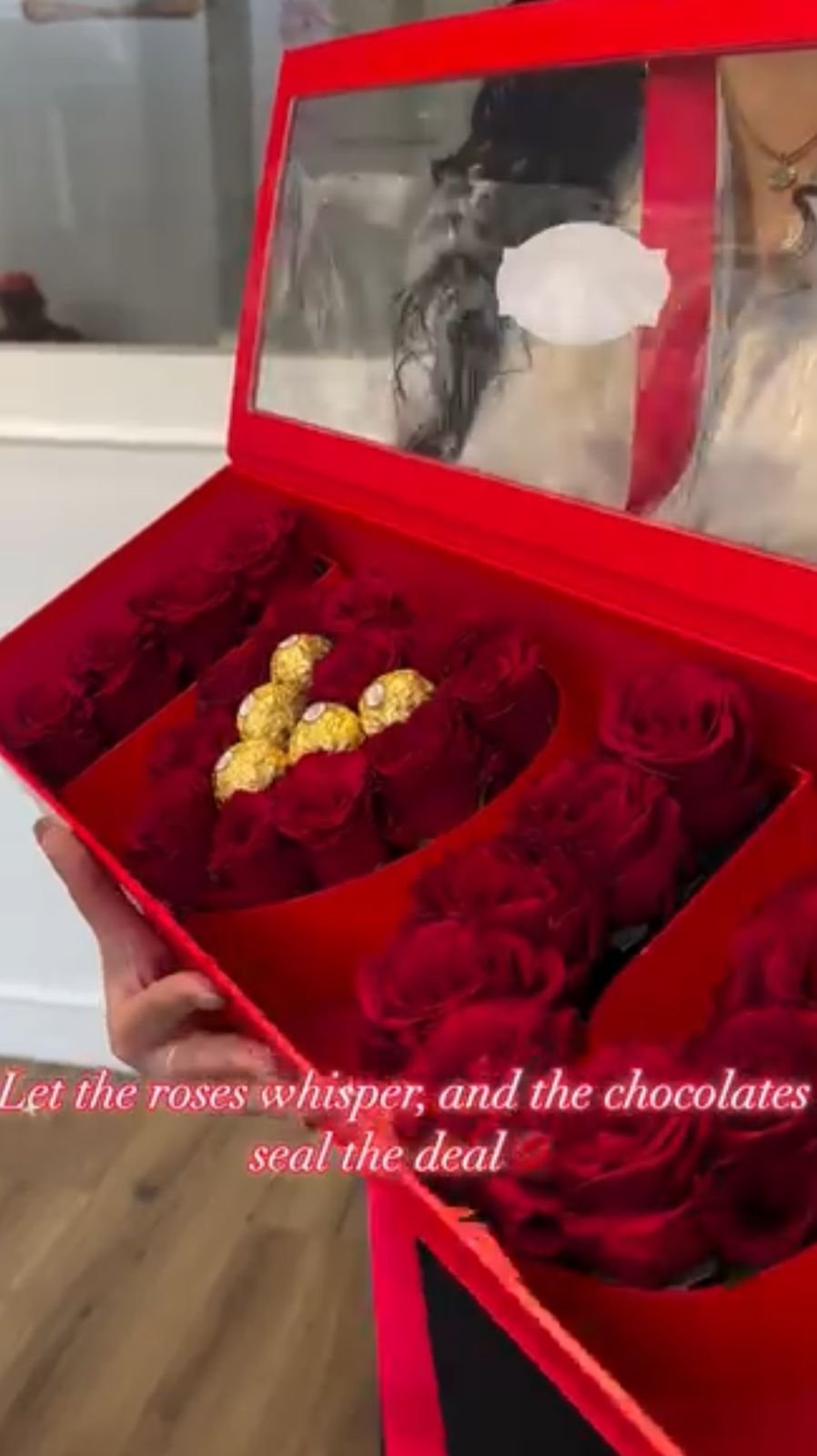 I love you box with red roses ferrero rocher